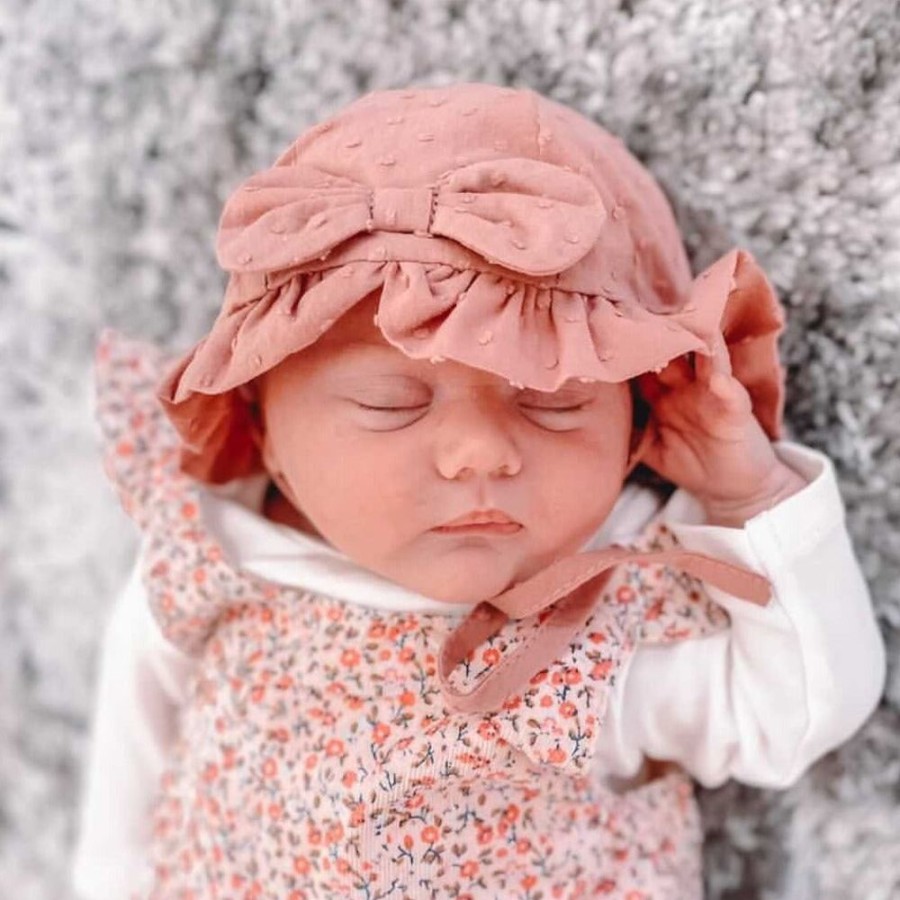 Clothing Millie & Ralph Hats | Rose Pink Dobby Bow Summer Hat