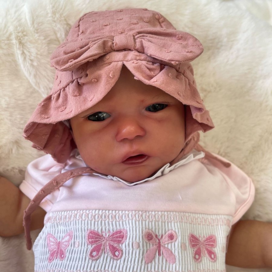 Clothing Millie & Ralph Hats | Rose Pink Dobby Bow Summer Hat