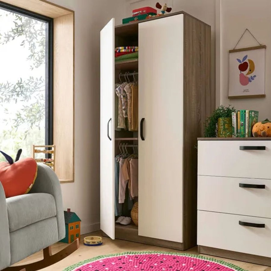 Nursery & Home CuddleCo Wardrobes | Cuddleco Enzo Nursery Wardrobe - Truffle Oak & White