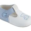 Clothing Millie & Ralph Shoes & Booties | Soft Sole Sky Shoes With Blue Embroidered Teddy