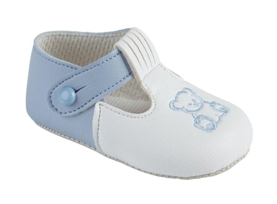 Clothing Millie & Ralph Shoes & Booties | Soft Sole Sky Shoes With Blue Embroidered Teddy