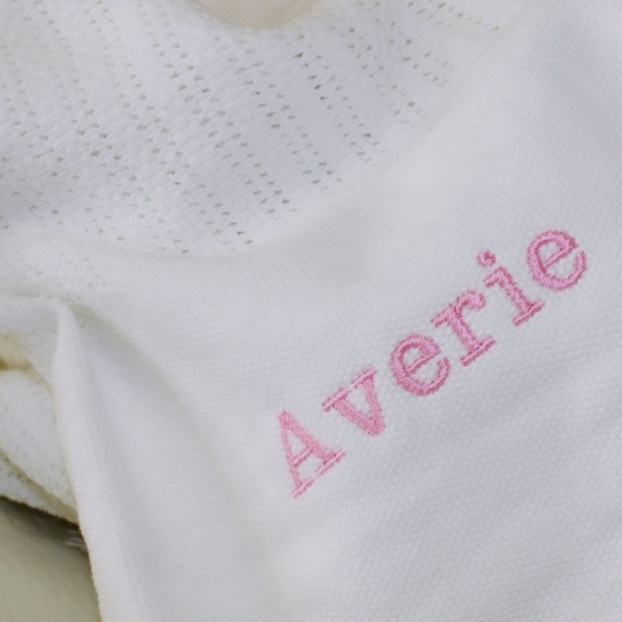 Personalised Millie & Ralph | Personalised Name White Cotton Cellular Blanket