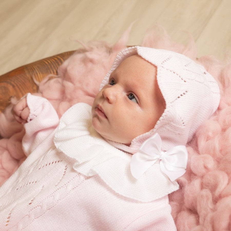 Clothing Dandelion Hats | Pink Knitted Frill Collar Onesie & Hat