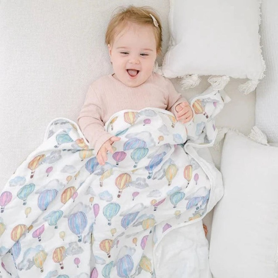 Nursery & Home Millie & Ralph Blankets | Gilded Bird Bamboo Baby Muslin Blanket - Balloon Festival