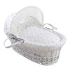 Nursery & Home Clair De Lune Moses Baskets & Bedside Cribs | Clair De Lune Lullaby Hearts White Wicker Moses Basket - White Basket